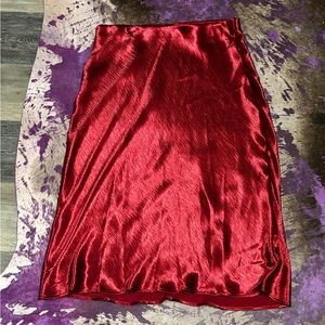 Red satin skirt